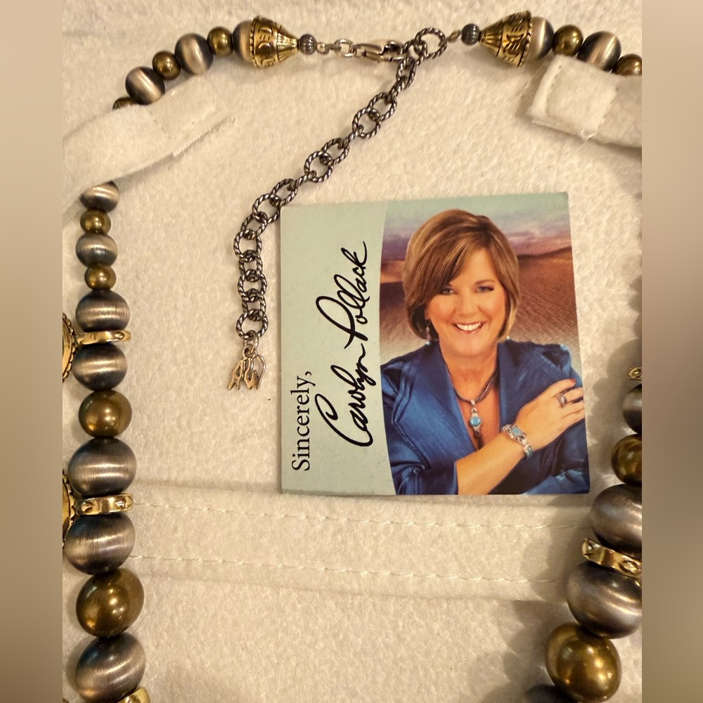 Carolyn Pollack Brass & Sterling Silver Navajo Pearls Squash Blossom Necklace - Picture 13 of 15